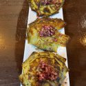 Flor de Alcachofas con taquitos de Salchichón de Bellota