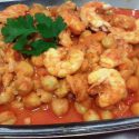 Garbanzos con langostinos